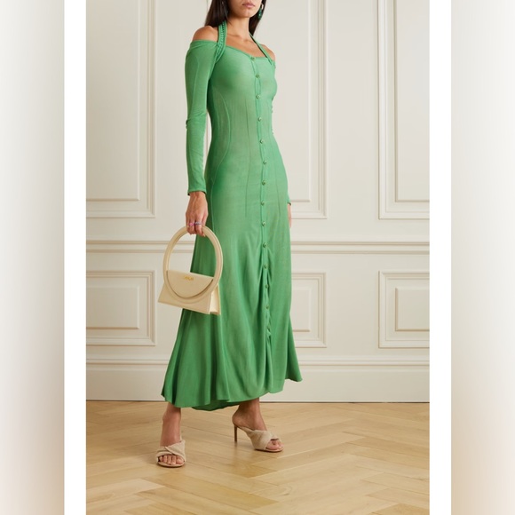 Jacquemus Dresses & Skirts - Jacquemus Mint Green Off-Shoulder Button-Front Maxi Dress